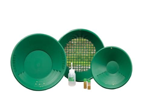 Garrett Complete Gold Pan Kit – Includes 14″ Trap Pan, Sifter, 10″ Backpacker Pan, Gold Guzzler Bottle, Vials – Gold Panning Starter Set