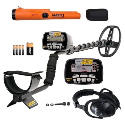 Garrett - A.T. Gold - Made in The USA - Waterproof Gold Metal Detector with Pinpointer and Headphones - All-Terrain Metal Detector with Iron Audio to Identify Junk Iron