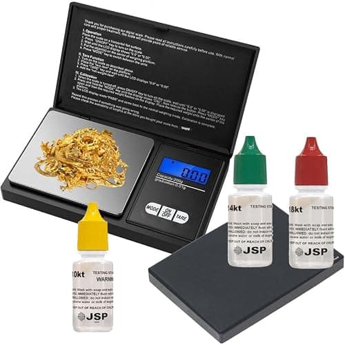 Complete Gold Testing Kit with 200g x 0.01g Digital Scale, 10K/14K/18K Gold Testing Solutions & Test Stone – Jewelry Appraisal & Scrap Gold Identification Set