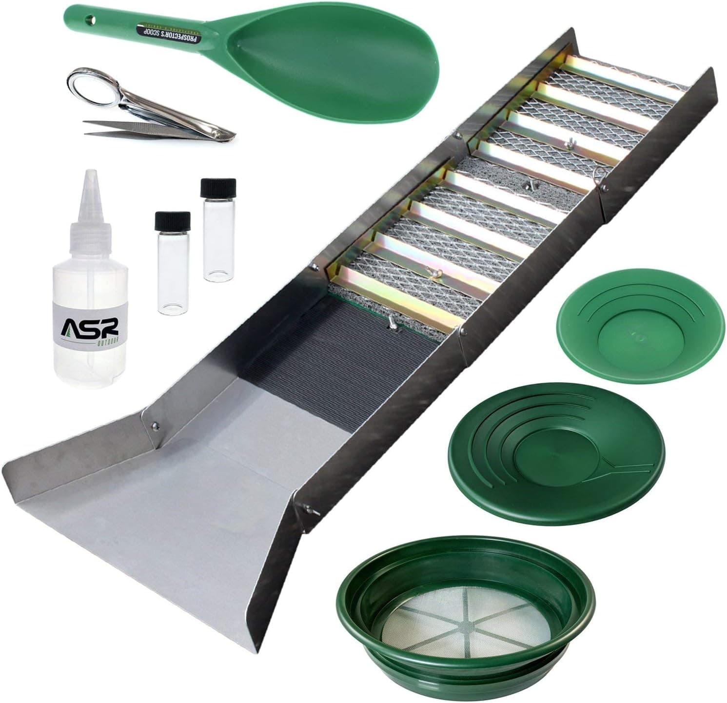ASR Outdoor 10pc Beginner Hobbyist Sluice Box Gold Prospecting Kit