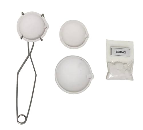 Gofrvikoe 1PC 500g and 2 PCS 150g Ceramic Crucible Bowl Dish Cup Set Refining Melting Gold Silver Copper Jewelry Tool with Whip Tongs Handle 2A and 20g Pure Borax for Metal Melting