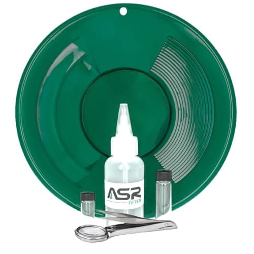 ASR Outdoor 12" Gold Pan Gold Prospecting Beginners Kit, Collection Tools, 5 Piece Green