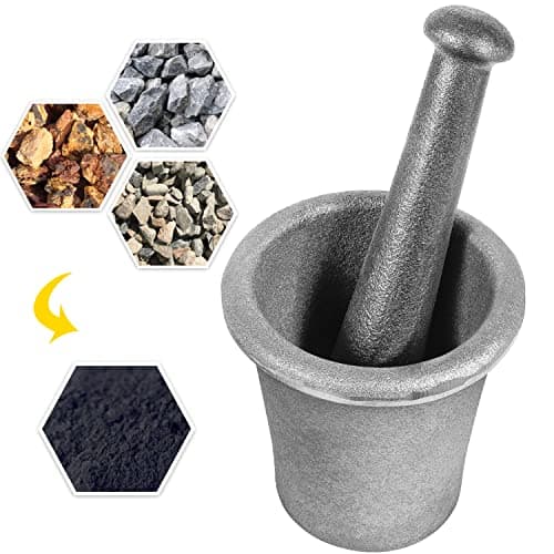 Yousme Mortar Pestle Tool Set Rock-Ore Crusher Grind Mining Pulverizer Mine Prospecting Assay Gold Quartz Gold Extra Large Cast Steel