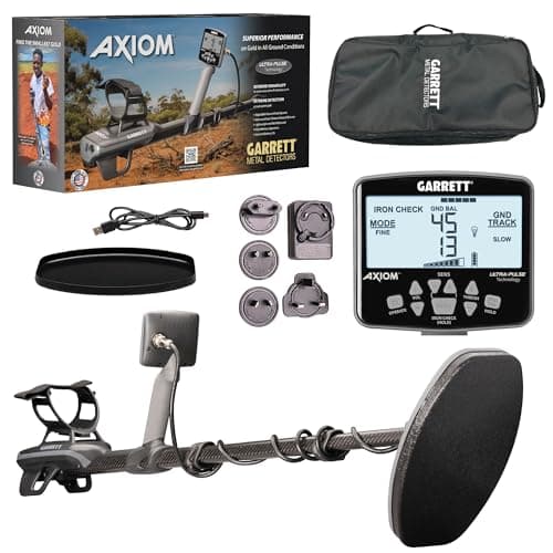 Garrett Axiom Lite Gold Metal Detector - Small Gold Nugget Metal Detector - Made in The USA - Lightweight, Rechargeable, Includes 11x7 Mono Coil, Cover, Cable & Bag
