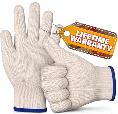 Heat Resistant Gloves for Cooking & Grilling – Aramid Oven Mitts Gloves with Fingers, Short-Term Hand Protection up to 932°F and Secure Grip for Baking, Fryer, and BBQ