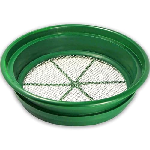 SE 13.25 Inch Wide Stackable Classifier Gold Prospecting Pan - 1/4 Inch Stainless Steel Mesh Sifting Pan, Green