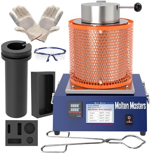 MMasters Complete 3KG Electric Melting Furnace Kit – Smelting Set with Graphite Crucible, Ingot Mold, Tongs, Gloves & Goggles – Ideal for Gold, Silver, Copper, Aluminum Refining