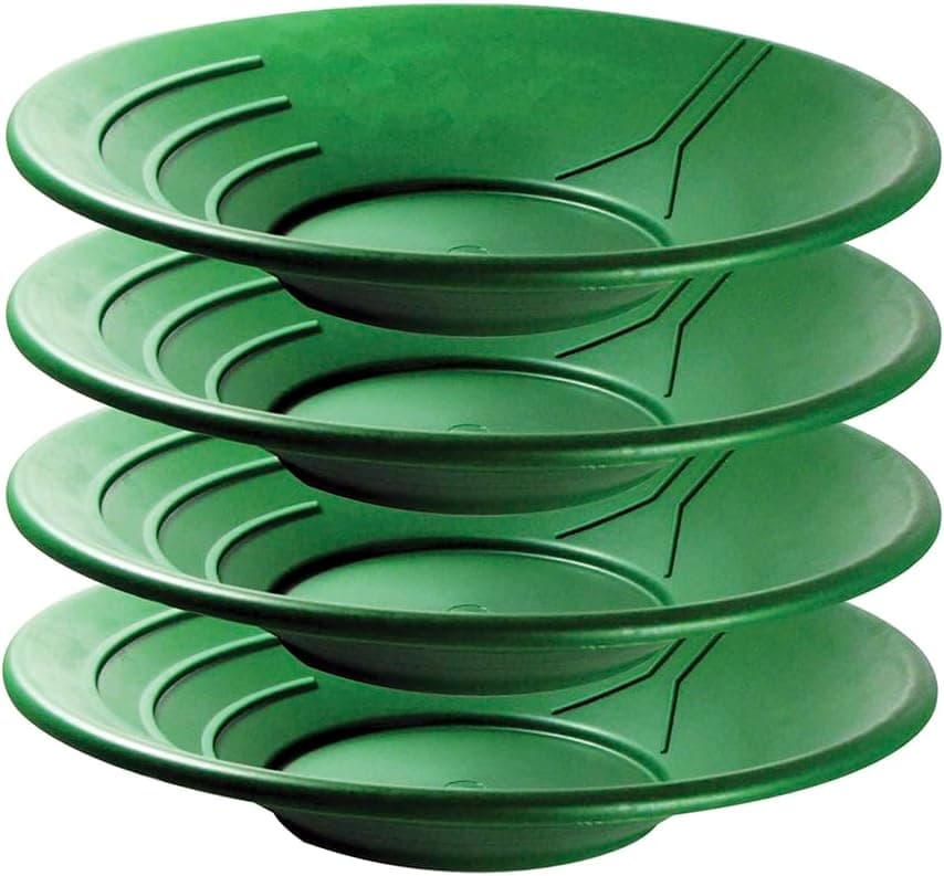 SE 14" Green Plastic Gold Pan 4-Pack Triple Riffle